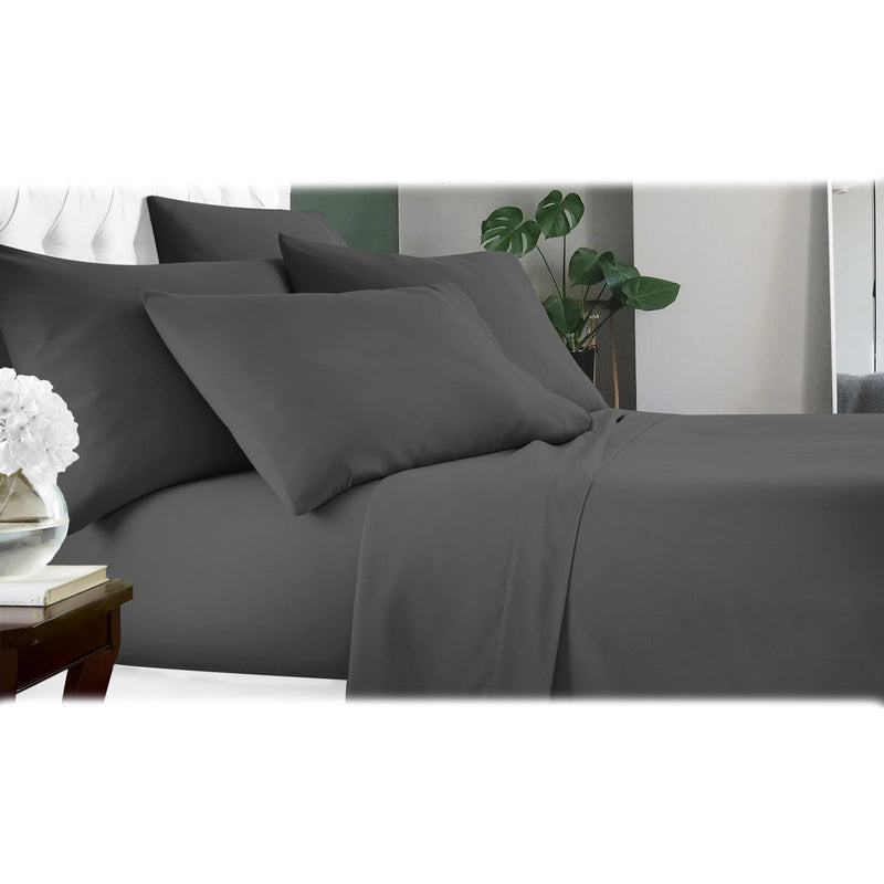 6-Piece: Luxury Home Cool Bamboo-Fiber Sheet Set Bedding Gray Full - DailySale