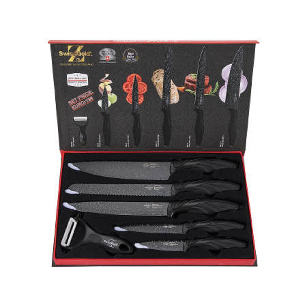  Gold Knife Set, Non Stick Thick Blade Kitchen Knives