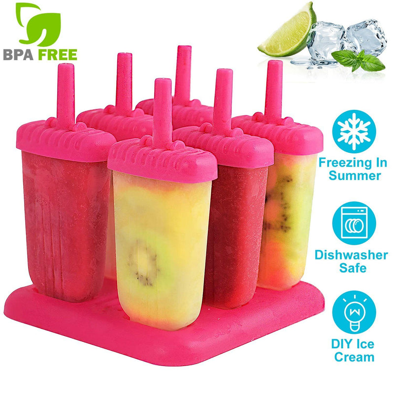 6-Piece: Popsicle Molds Reusable Ice Cream DIY Ice Pop Maker