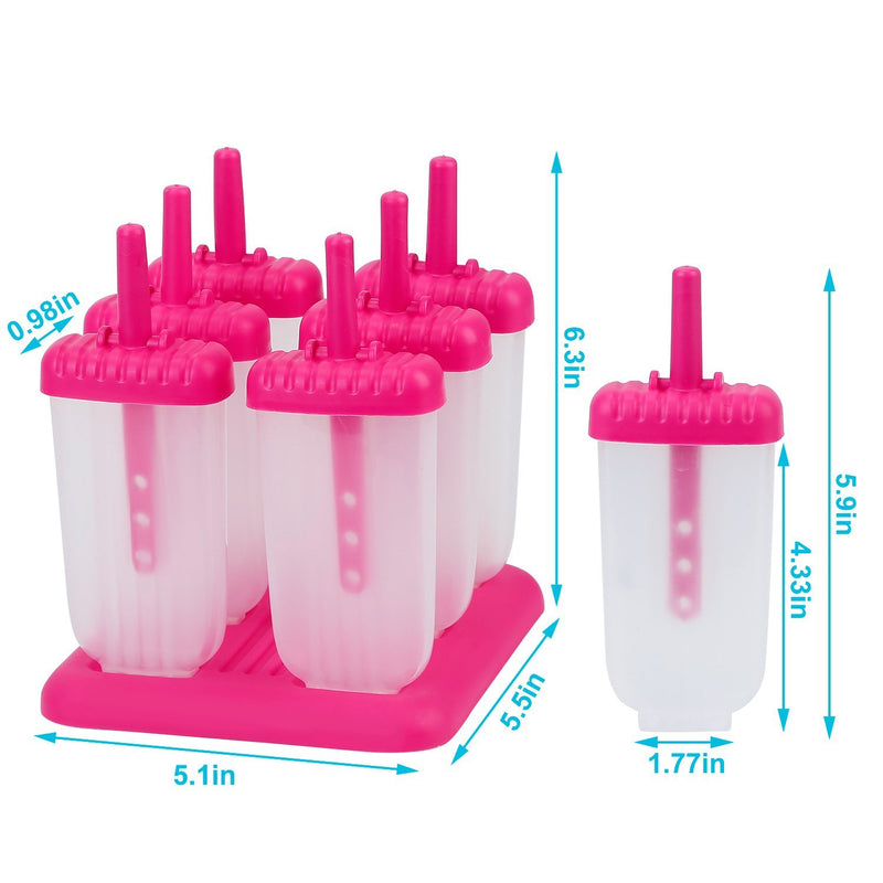 6-Piece: Popsicle Molds Reusable Ice Cream DIY Ice Pop Maker