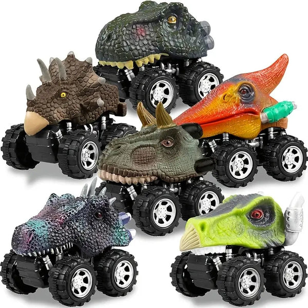 6-Piece Set: Dinosaur Toy Pull Back Cars Realistic Dino Cars Toys & Games - DailySale