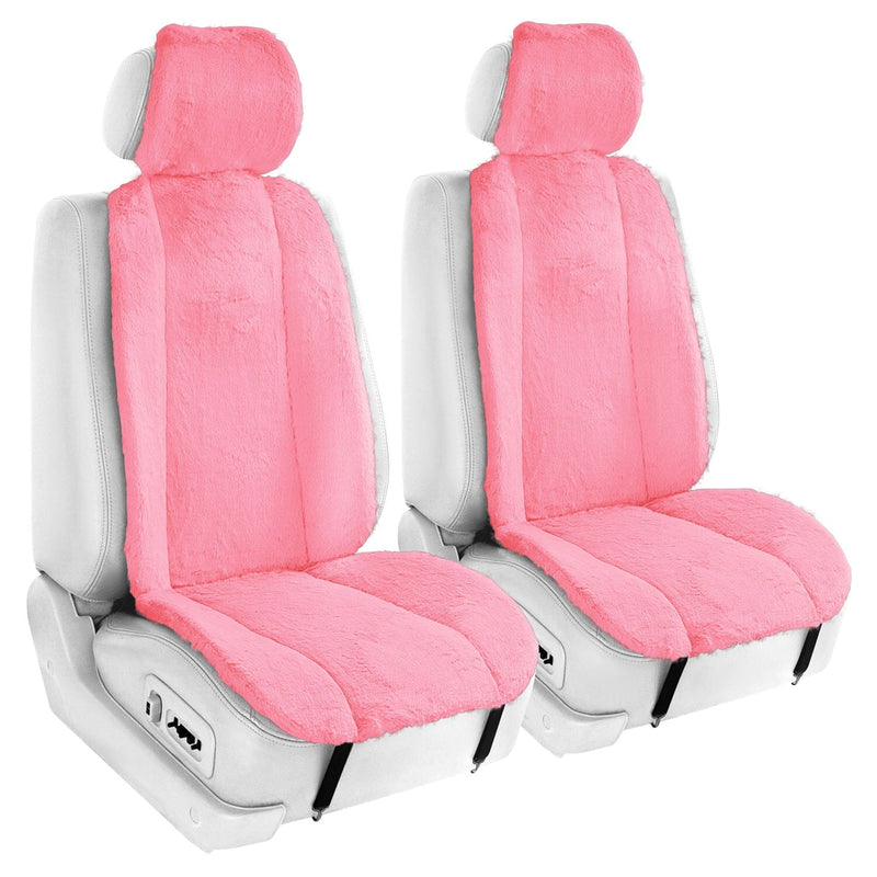 6-Piece Set: Doe16 Faux Rabbit Fur Car Seat Cushions Automotive Pink - DailySale