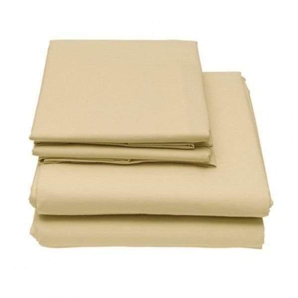 Folded twin-size 6-Piece Set of Egyptian Comfort 1600 Count Deep Pocket Bed Sheets in color cream