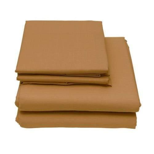 Folded twin-size 6-Piece Set of Egyptian Comfort 1600 Count Deep Pocket Bed Sheets in color dark khaki
