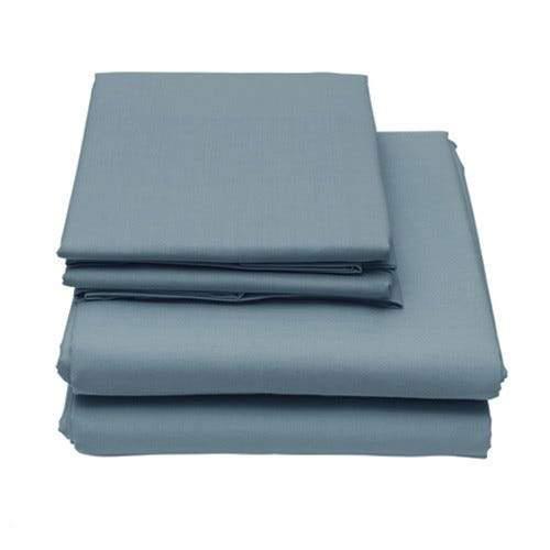 Folded twin-size 6-Piece Set of Egyptian Comfort 1600 Count Deep Pocket Bed Sheets in color denim blue