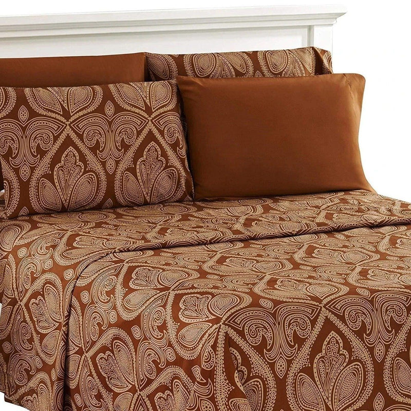 6-Piece Set: Paisley Bed Sheets - Assorted Sizes Linen & Bedding Twin Chocolate - DailySale