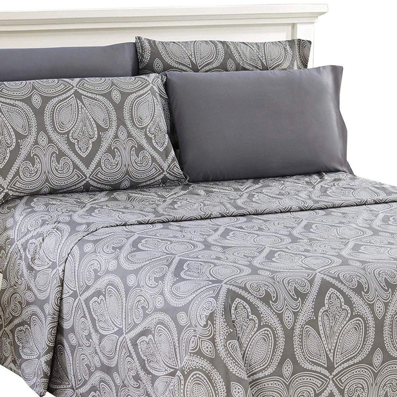 6-Piece Set: Paisley Bed Sheets - Assorted Sizes Linen & Bedding Twin Gray - DailySale