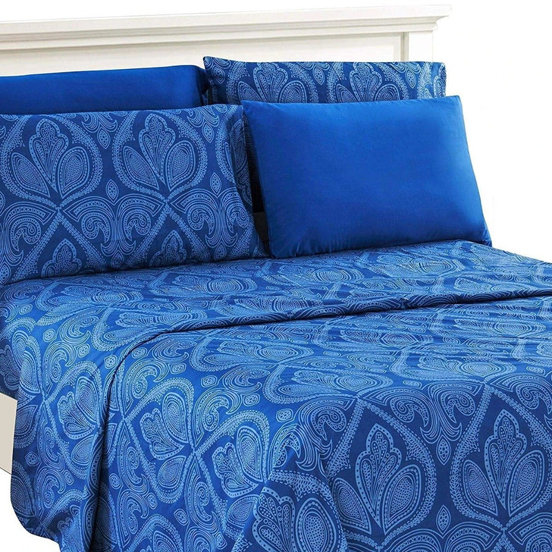 6-Piece Set: Paisley Bed Sheets - Assorted Sizes Linen & Bedding Twin Navy Blue - DailySale