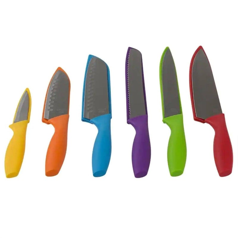 6-Piece Set: Sazon Stainless Steel Knife and Colorful Slip Covers Kitchen Essentials - DailySale