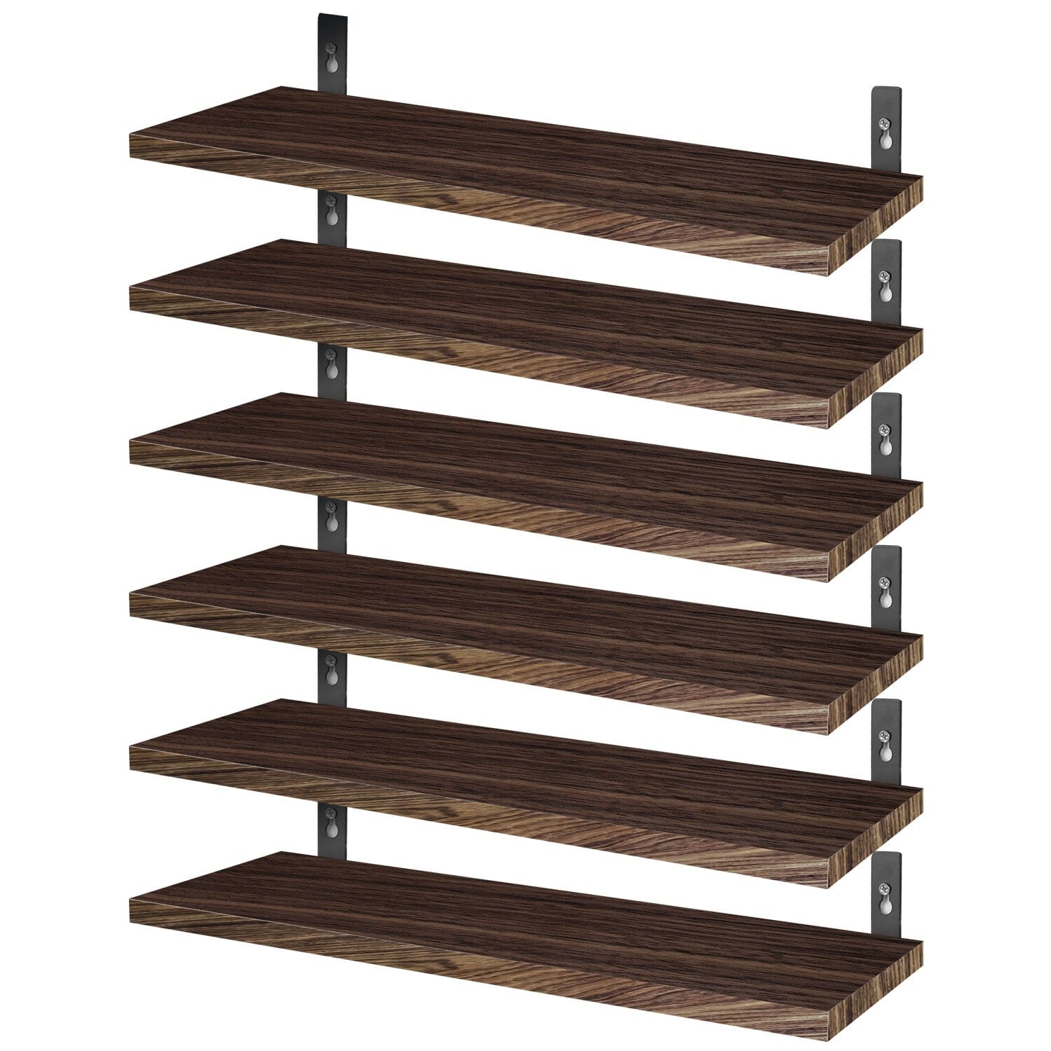 6-Piece Set: Wall Mounted Shelve Wood Storage Metal Bracket Display Closet & Storage - DailySale