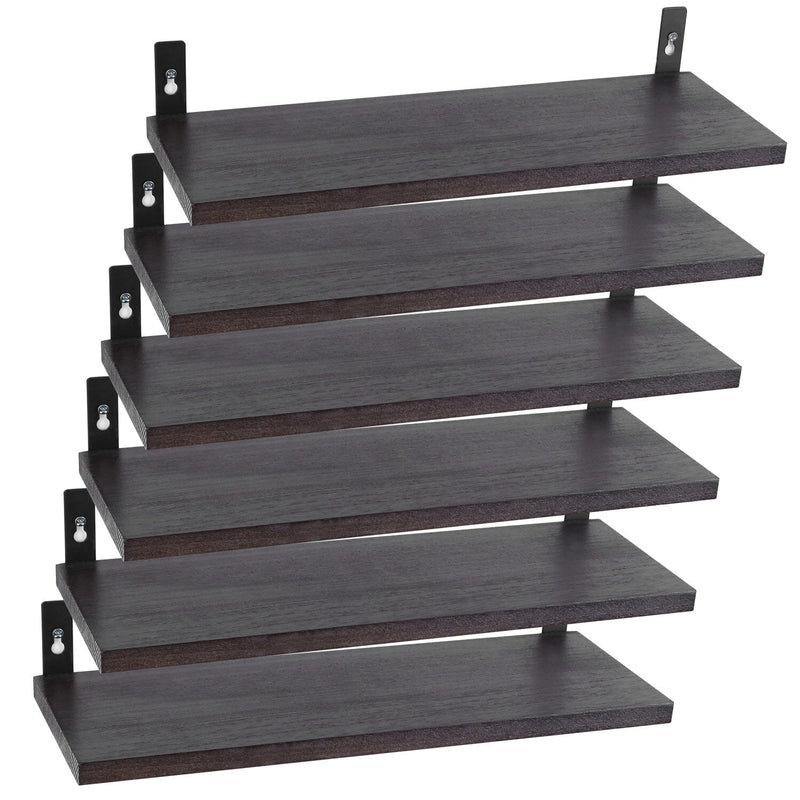 6-Piece Set: Wall Mounted Shelve Wood Storage Metal Bracket Display Closet & Storage - DailySale
