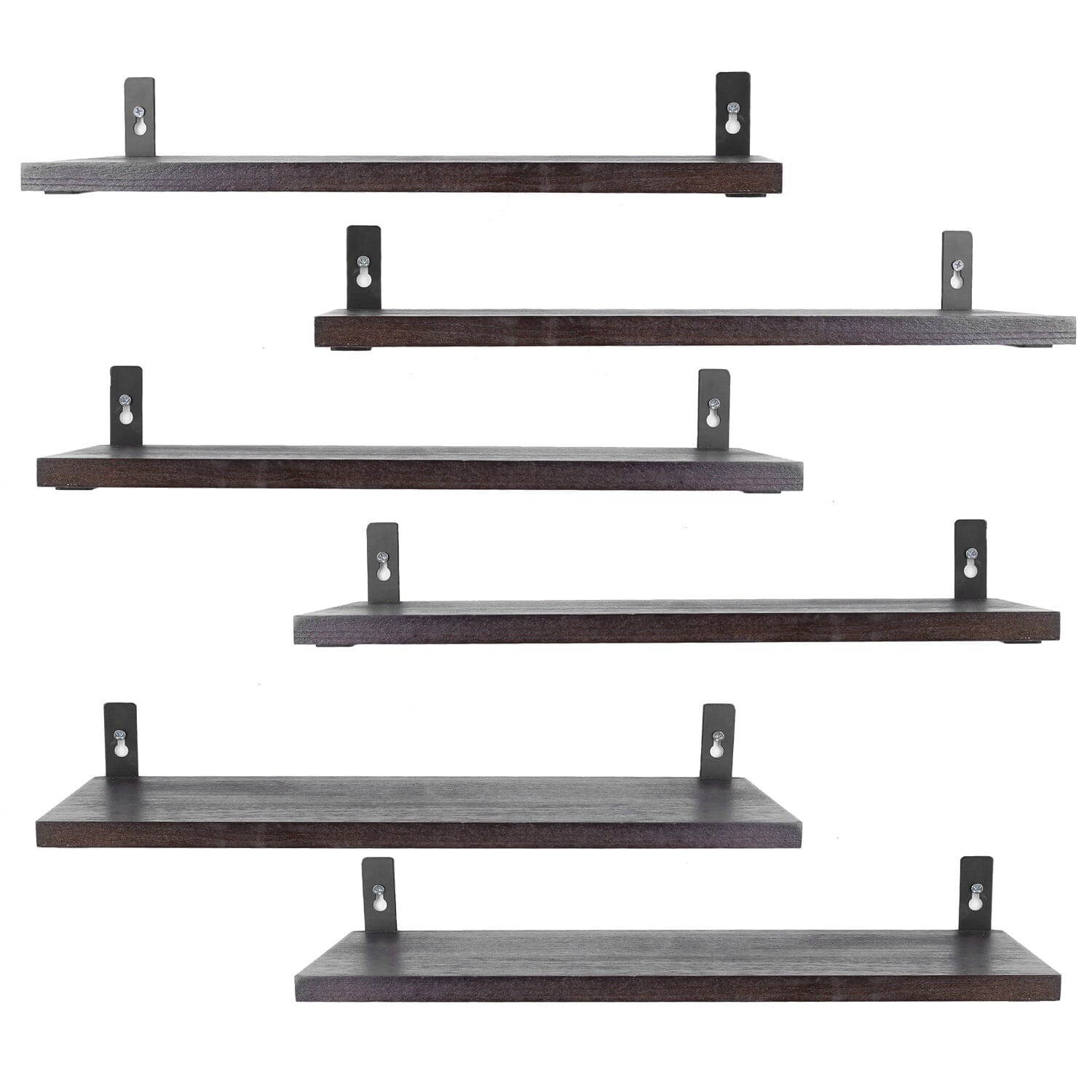 6-Piece Set: Wall Mounted Shelve Wood Storage Metal Bracket Display Closet & Storage - DailySale