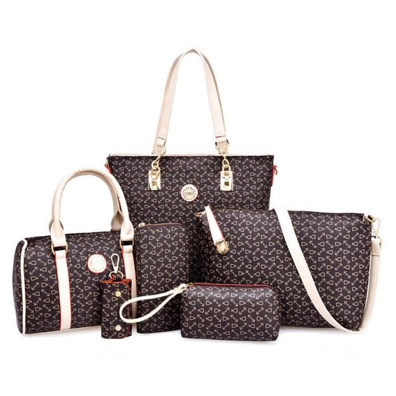 6-Piece Set: Women's Shoulder Bags Luxury Totes Bags & Travel Brown - DailySale