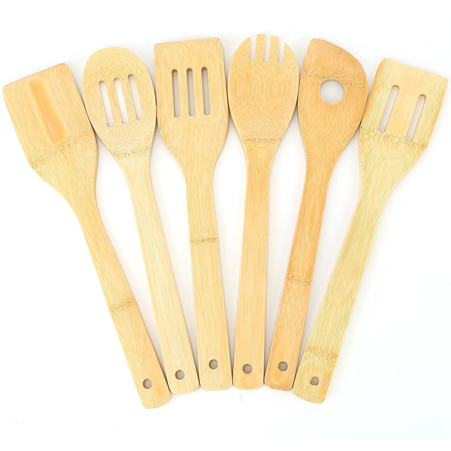 6-Pieces: Cooking Utensil Bamboo Wooden Spoons Kitchen & Dining - DailySale