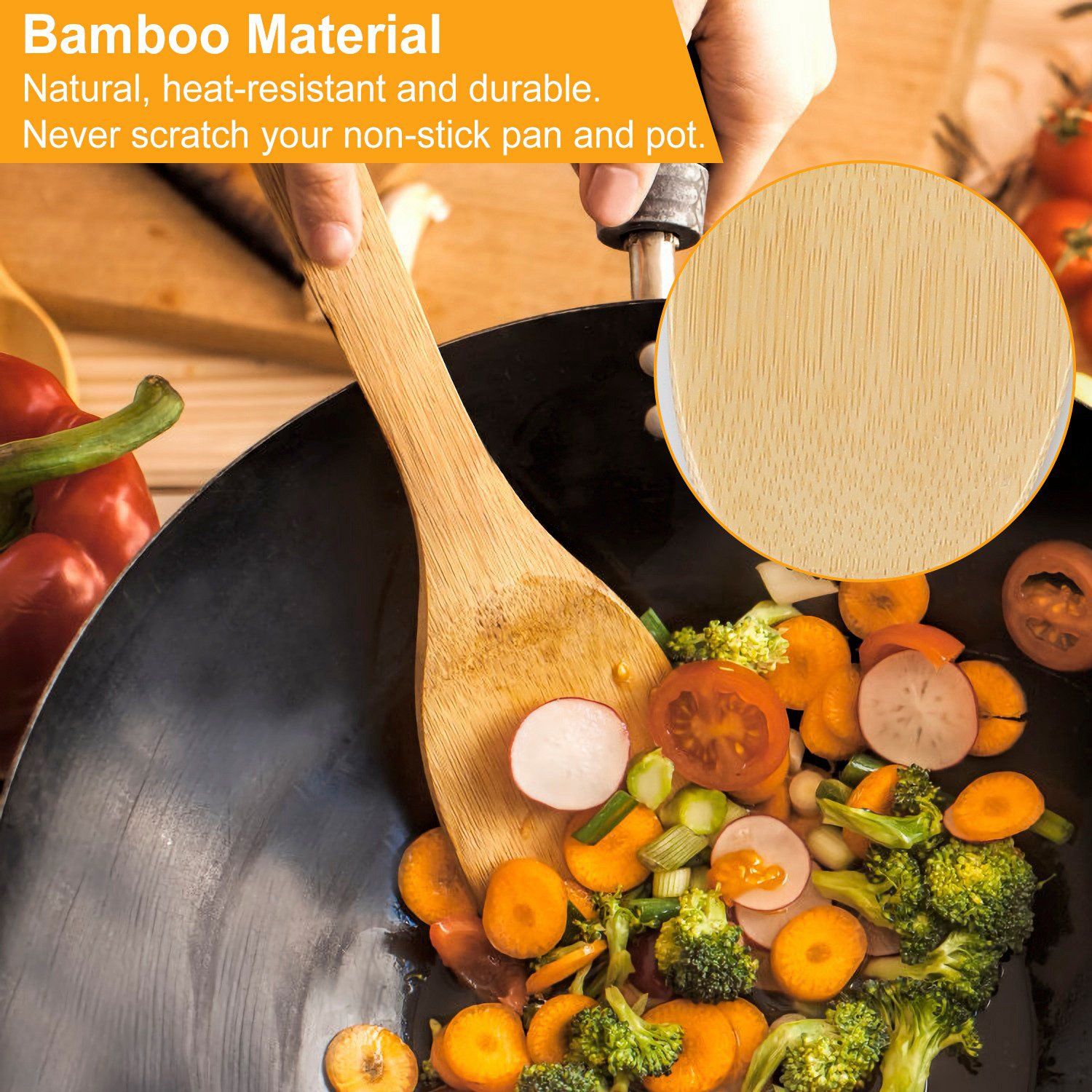 6-Pieces: Cooking Utensil Bamboo Wooden Spoons Kitchen & Dining - DailySale