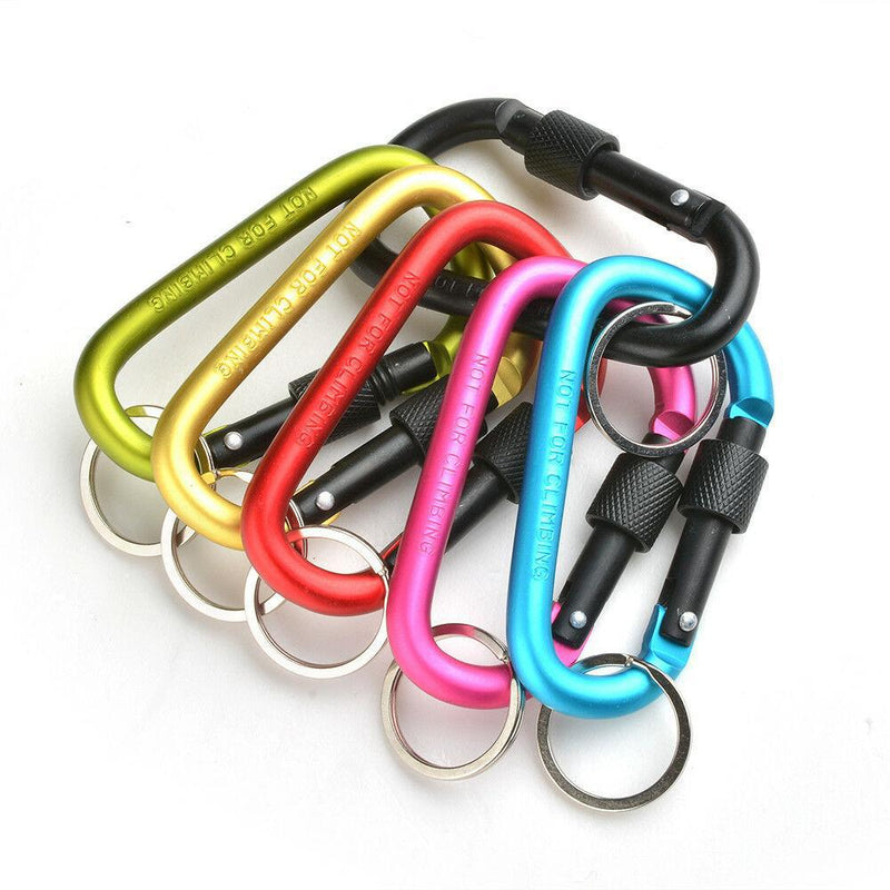 6-Pieces: D-Ring Screw Locking Carabiner Hook Clip Aluminum Camping Keychain Sports & Outdoors - DailySale