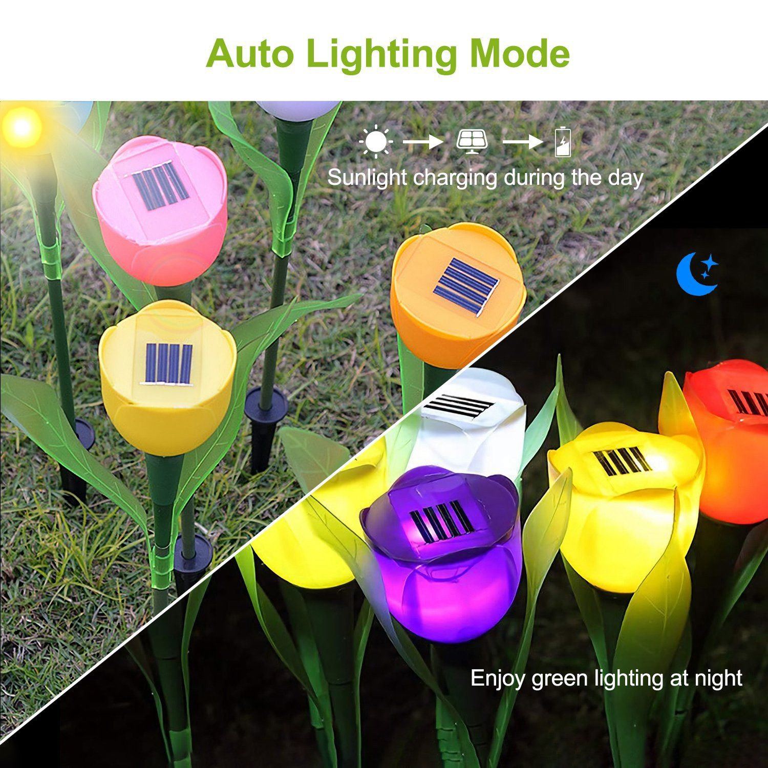 6-Pieces: Solar Garden Tulip Flower Lights Garden & Patio - DailySale