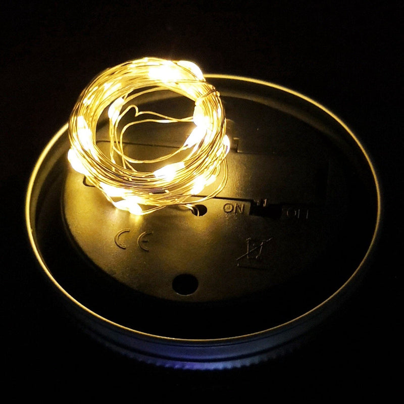 6-Pieces: Solar Powered Mason Jar Lid Lights 20 LEDs String & Fairy Lights Warm White - DailySale