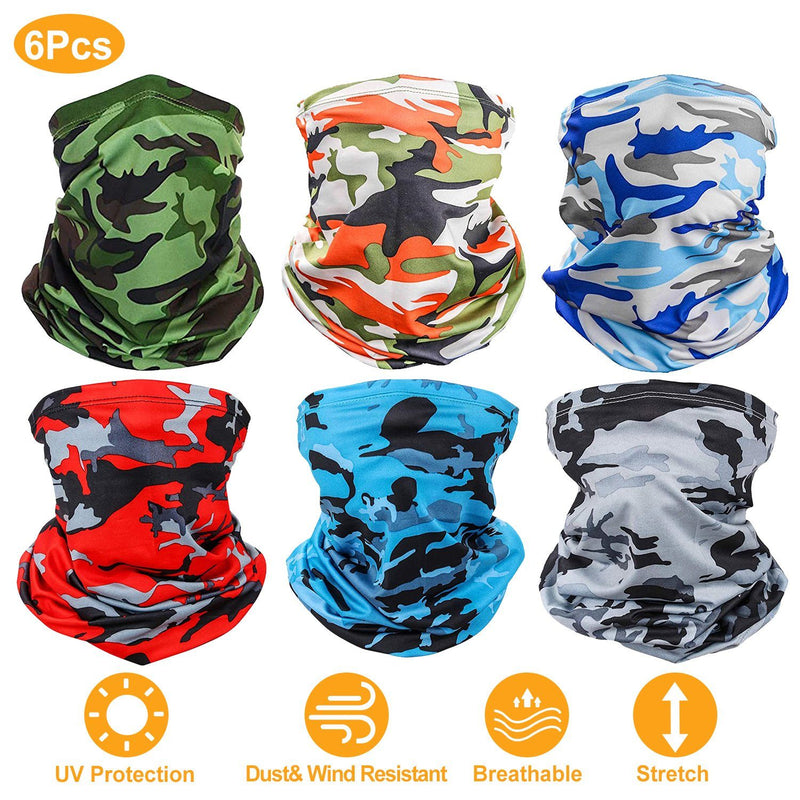 6-Pieces: Summer Neck Gaiter UV Sunscreen Protection Face Mask Scarf Face Masks & PPE - DailySale