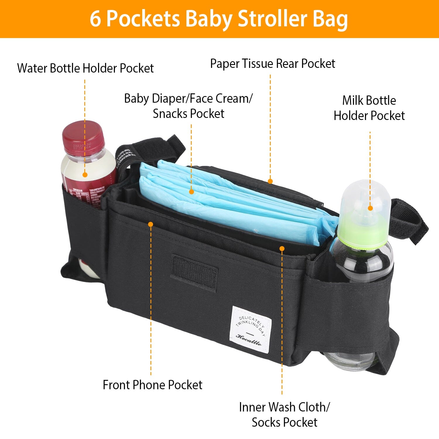 6-Pockets Baby Trolley Bag with Cup Holder Baby - DailySale