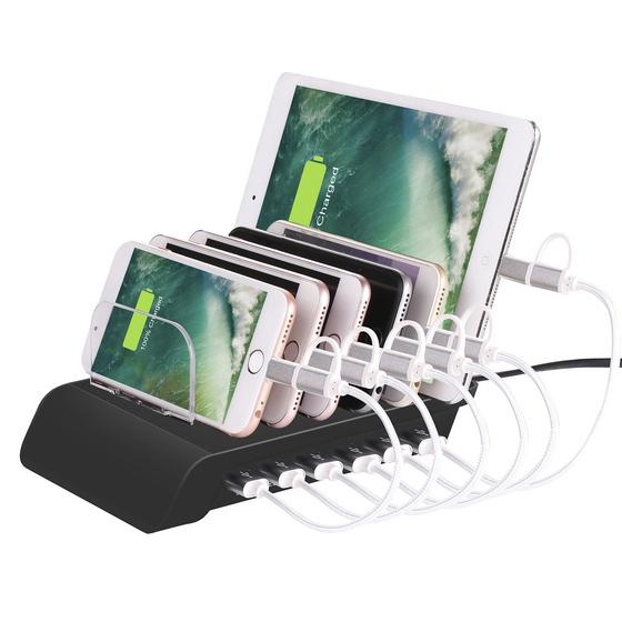 6 Port USB Charging Station Mobile Accessories Black - DailySale