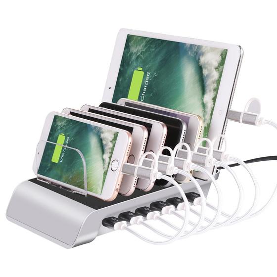 6 Port USB Charging Station Mobile Accessories Silver - DailySale