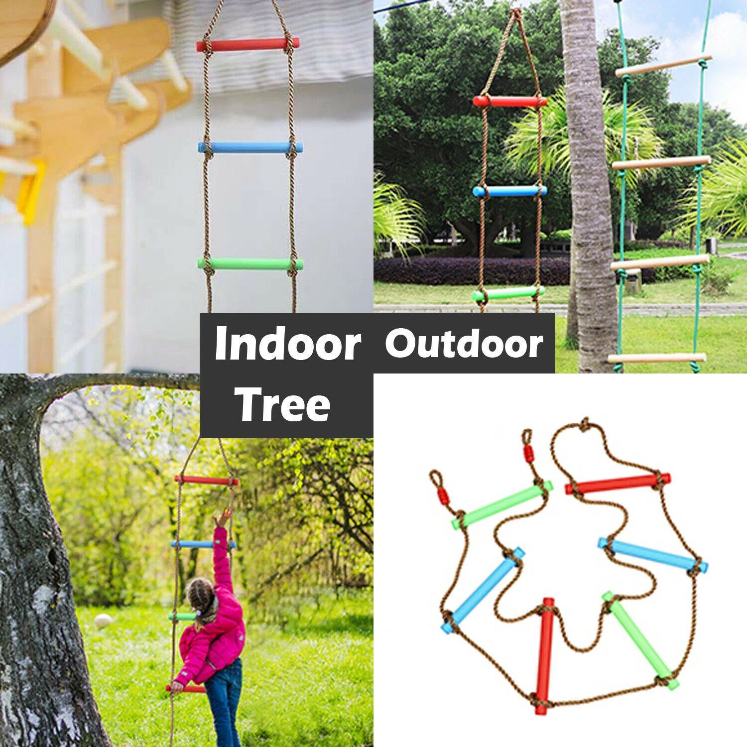 6 Rungs Swing Climbing Rope Ladder Hang for Children Playground Exercise Toys & Hobbies - DailySale