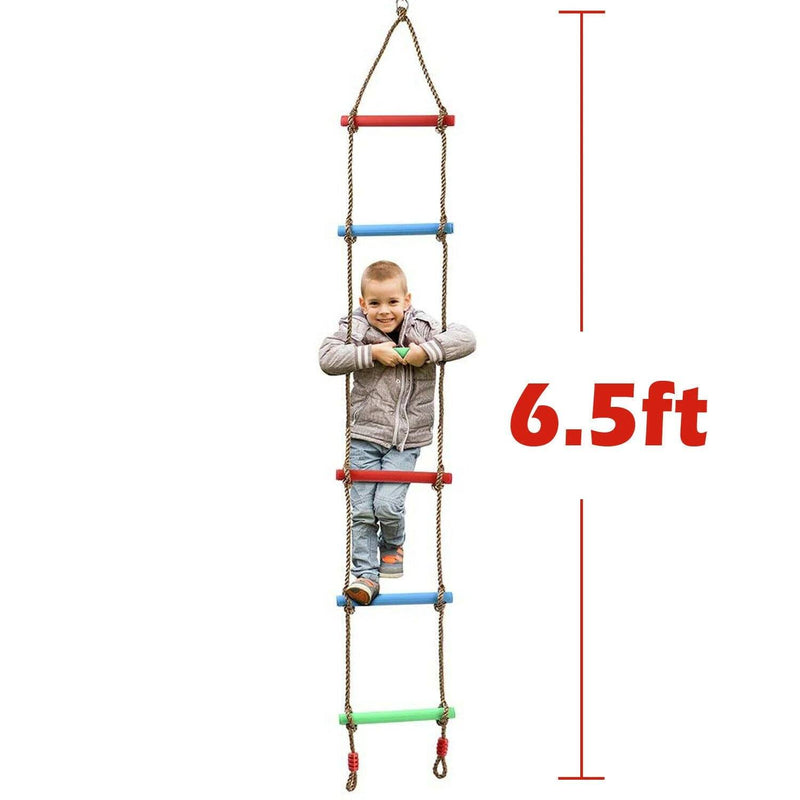 6 Rungs Swing Climbing Rope Ladder Hang for Children Playground Exercise Toys & Hobbies - DailySale