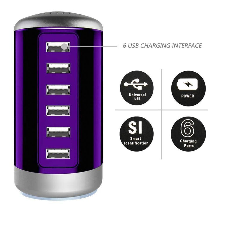 6 USB Port 30W Smart Charging Tower - Assorted Colors Gadgets & Accessories - DailySale