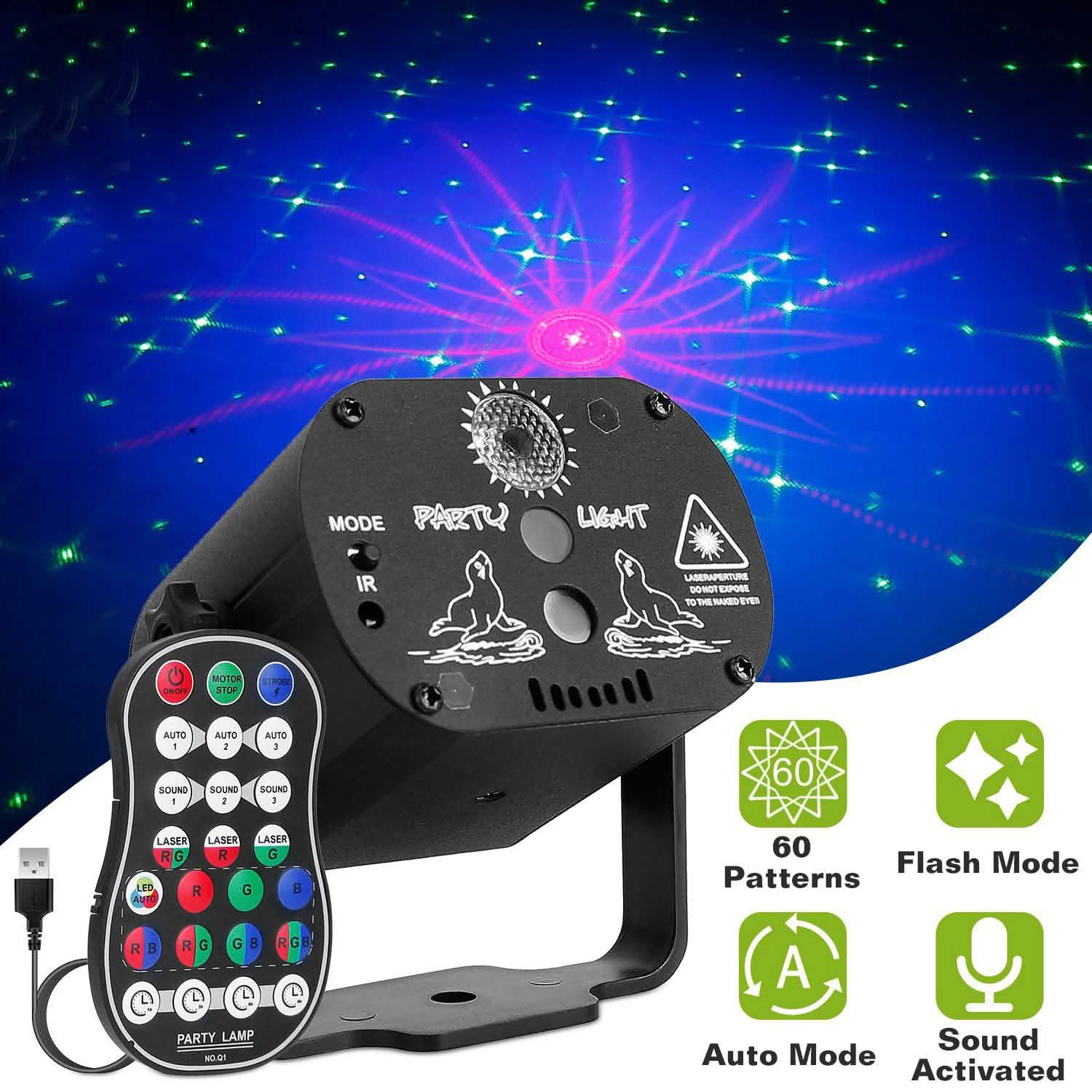 60 Pattern Laser Stage Light Sound Lighting & Decor - DailySale
