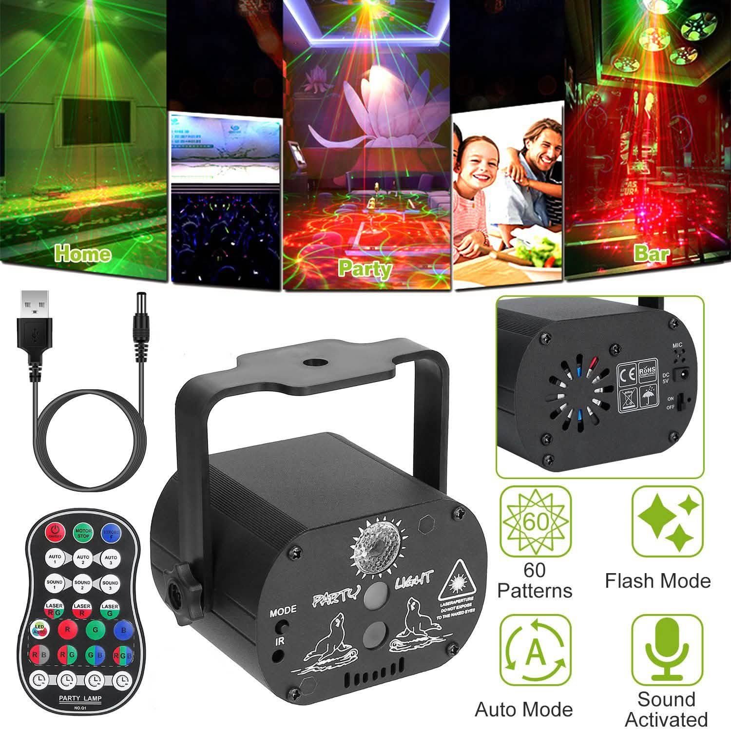 60 Pattern Laser Stage Light Sound Lighting & Decor - DailySale