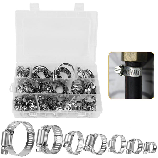 60-Pieces: Hose Clamp Stainless Steel Adjustable Worm Gear Automotive - DailySale