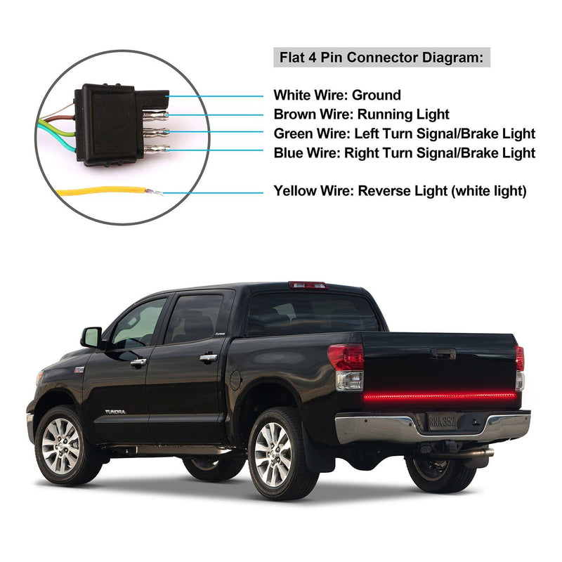 60" Truck Tailgate Brake/Reverse/Turn Signal LED Light Stip Automotive - DailySale