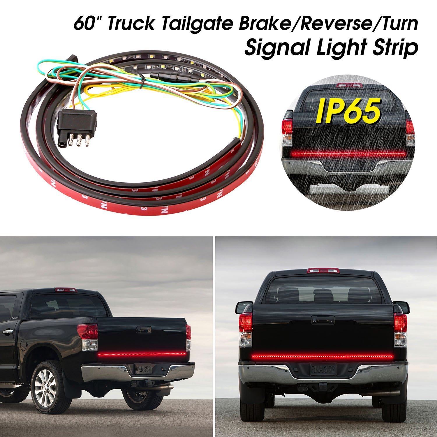 60" Truck Tailgate Brake/Reverse/Turn Signal LED Light Stip Automotive - DailySale