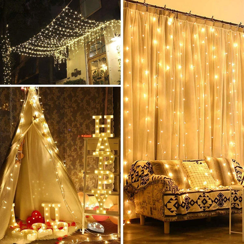 600 LED 9.8 x 19.6 FT. LED Curtain Lights with 8 Light Modes and Memory Function Lighting & Decor - DailySale