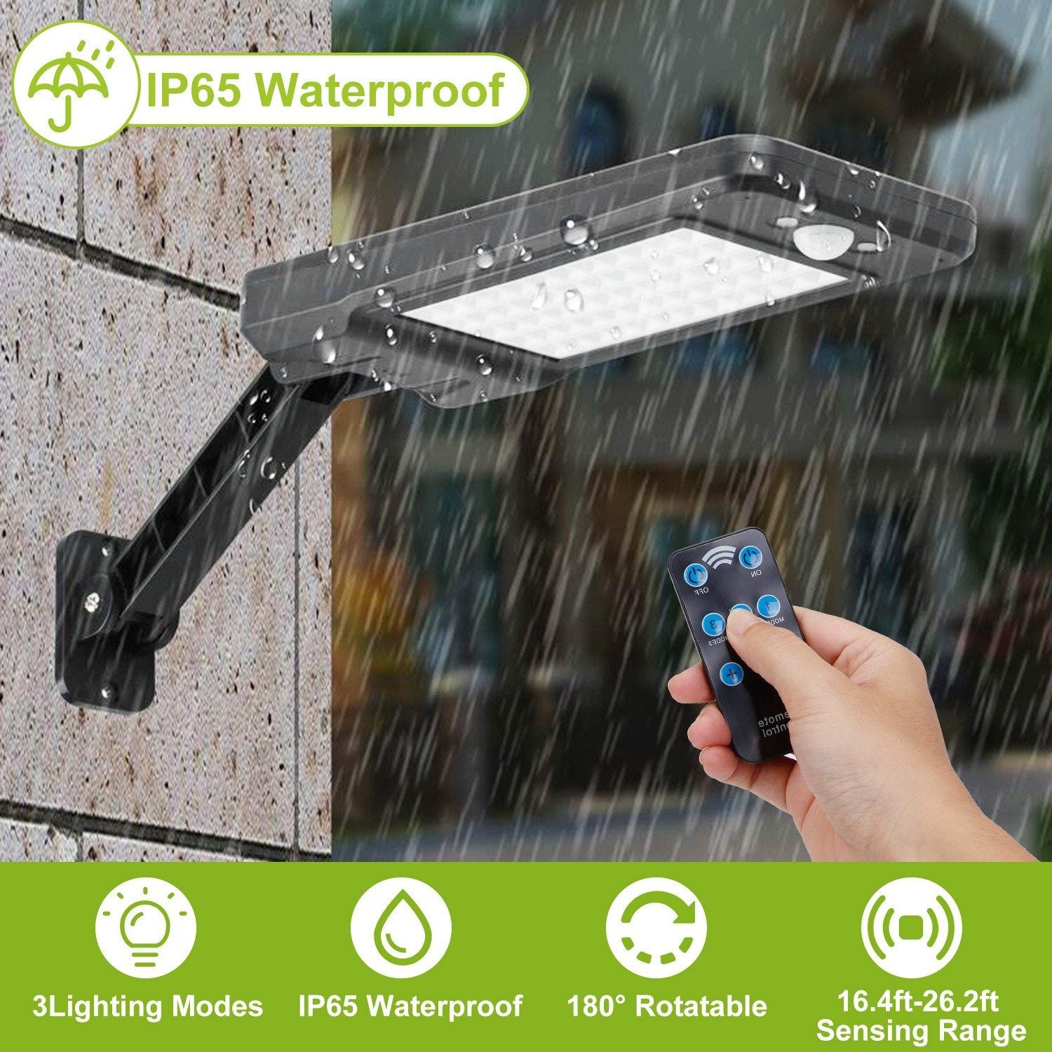 60LEDs Solar PIR Motion Sensor Remote Control Wireless Lamp Outdoor Lighting - DailySale