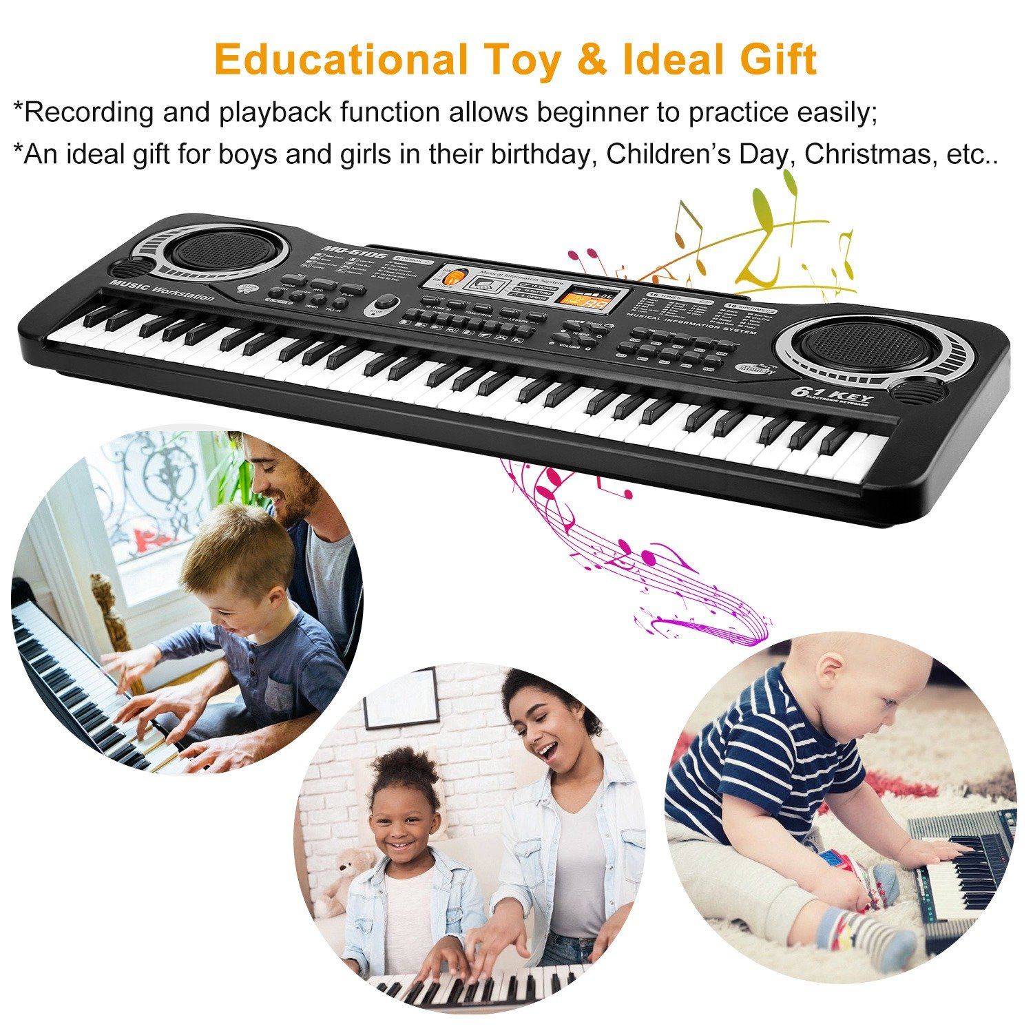 61 Keys Digital Music Electronic Keyboard Toys & Games - DailySale