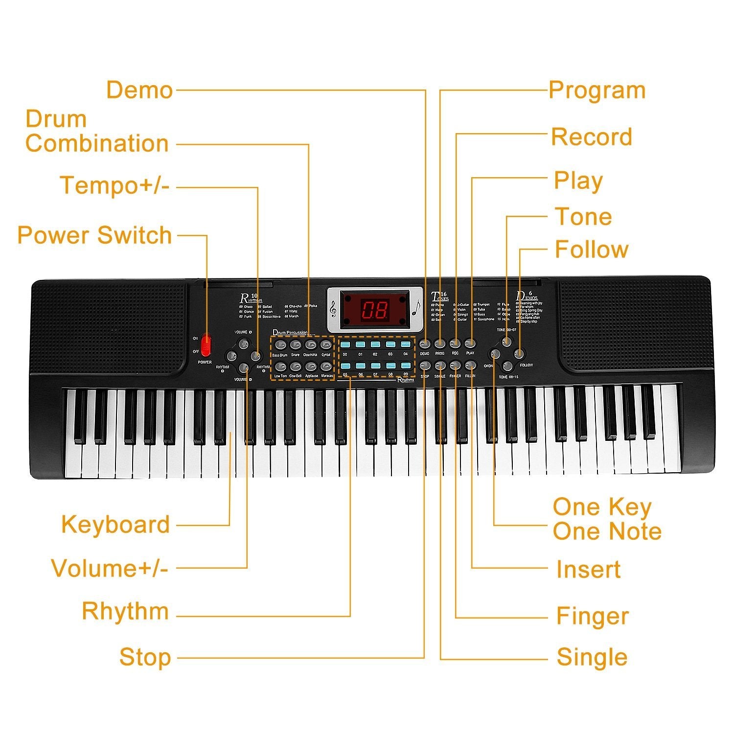 61 Keys Digital Music Electronic Keyboard Toys & Games - DailySale