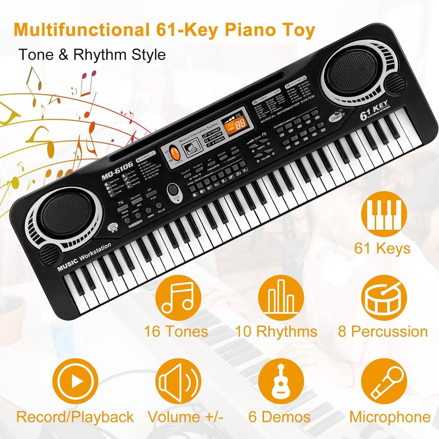 61 Keys Digital Music Electronic Keyboard Toys & Games - DailySale