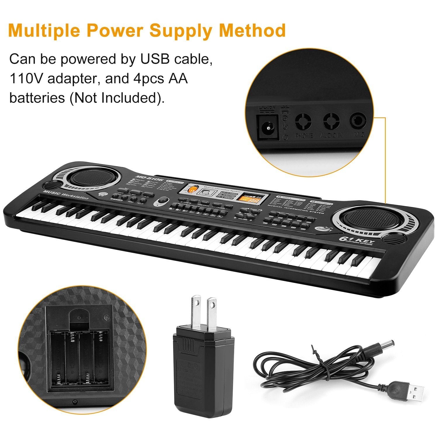 61 Keys Digital Music Electronic Keyboard Toys & Games - DailySale