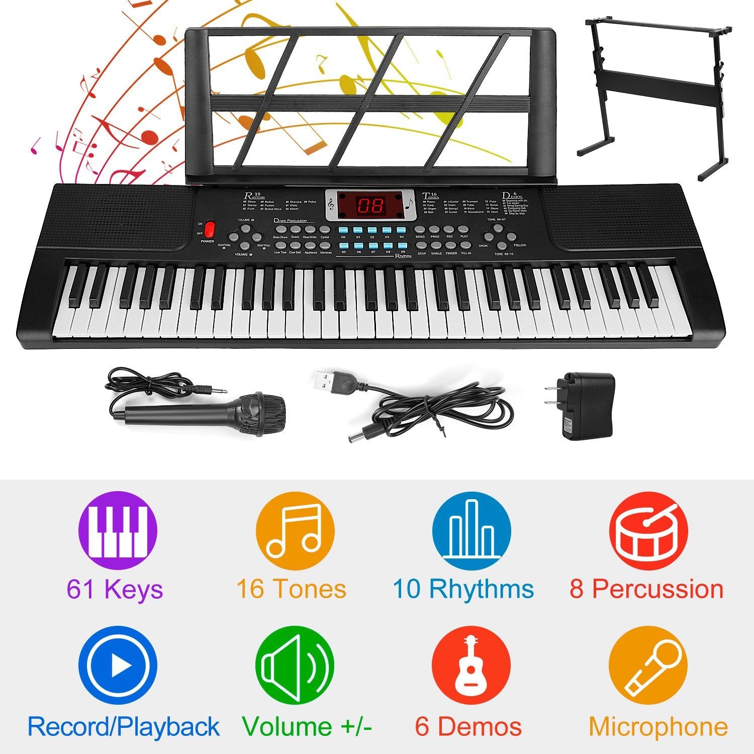 61 Keys Digital Music Electronic Keyboard Toys & Games - DailySale