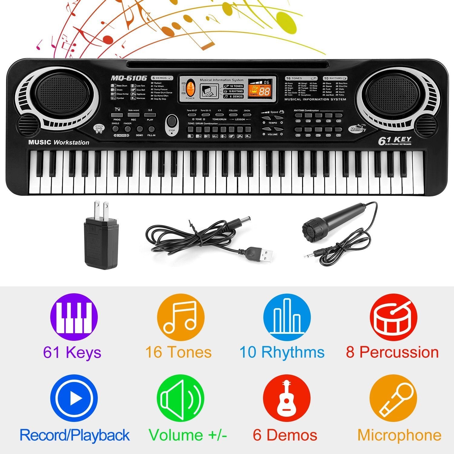 61 Keys Digital Music Electronic Keyboard Toys & Games - DailySale