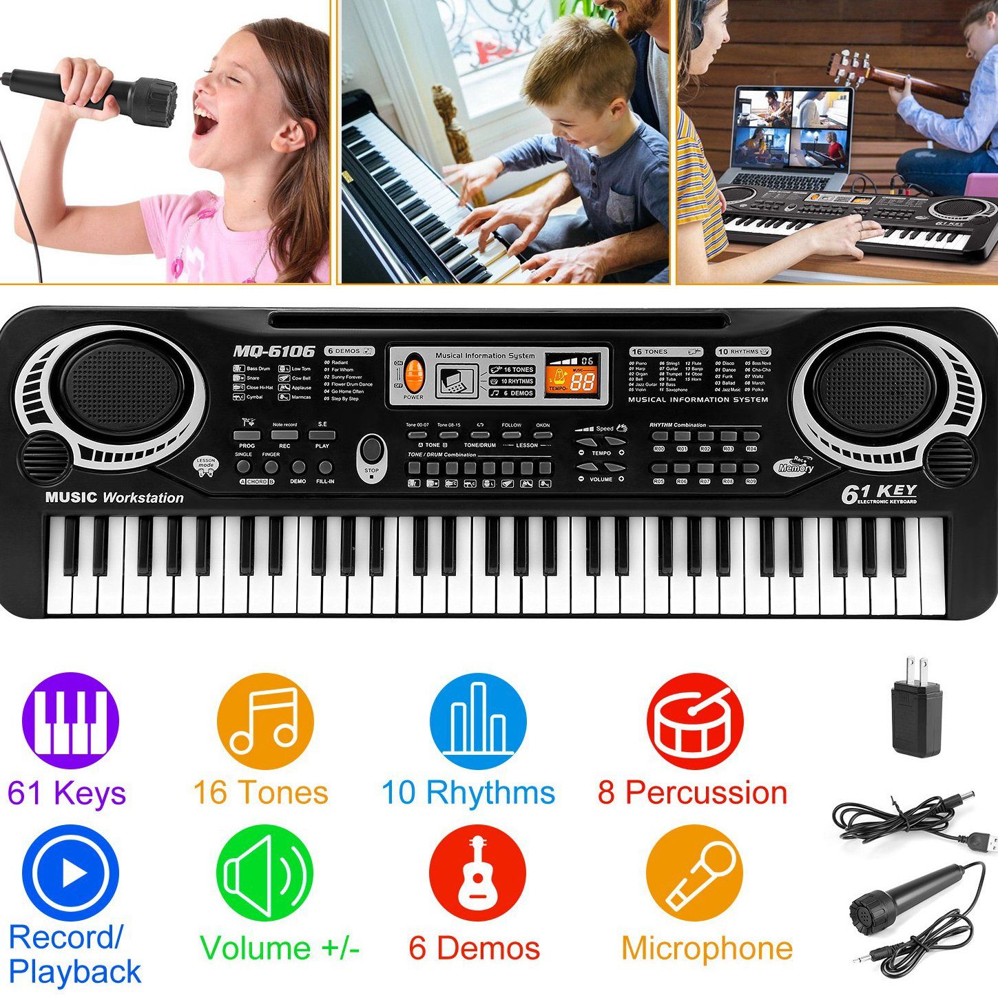 61 Keys Digital Music Electronic Keyboard Toys & Games - DailySale