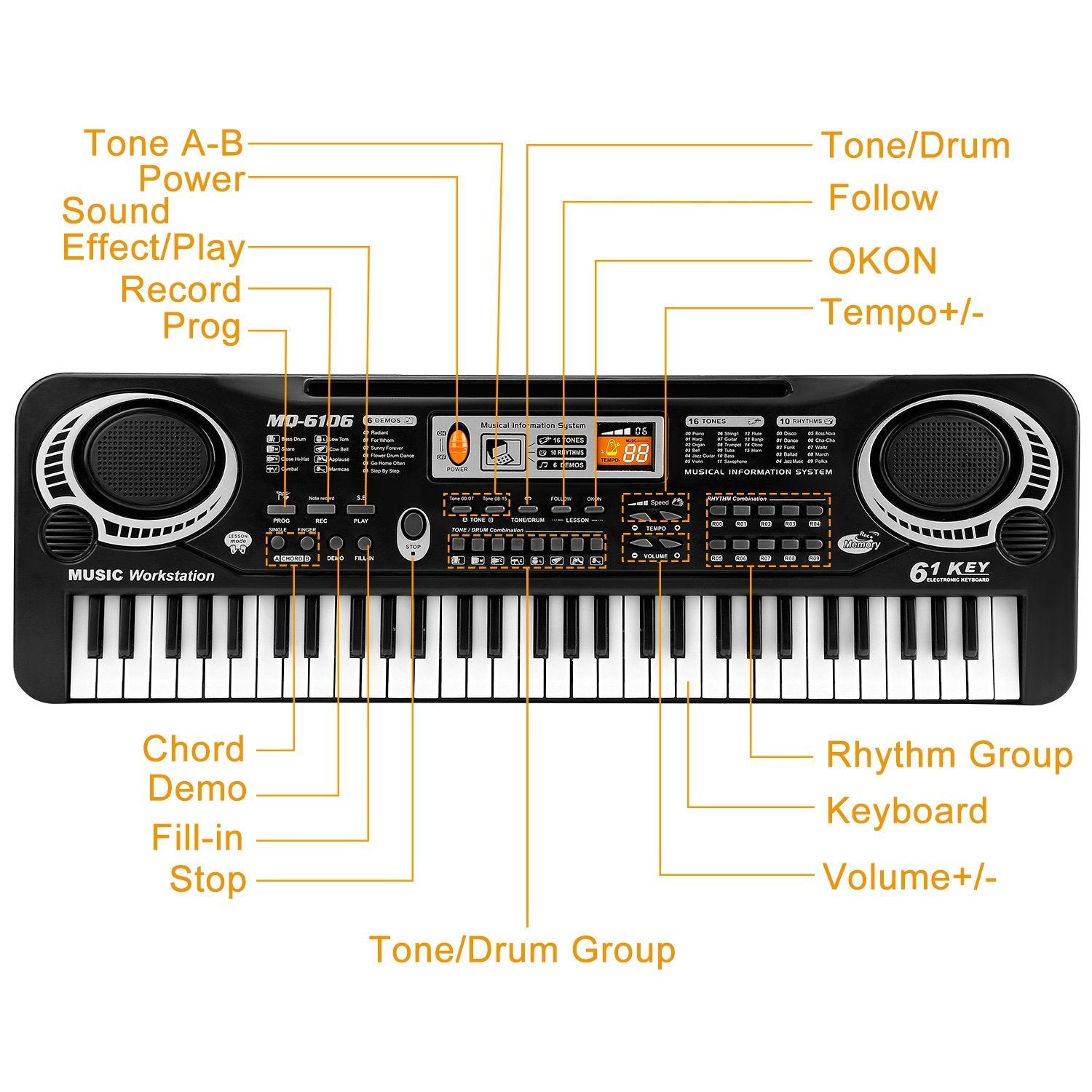 61 Keys Digital Music Electronic Keyboard Toys & Games - DailySale