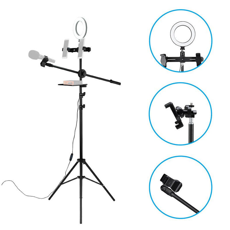 6.3" Multi-function Selfie Ring Light with Tripod Stand Mobile Accessories - DailySale