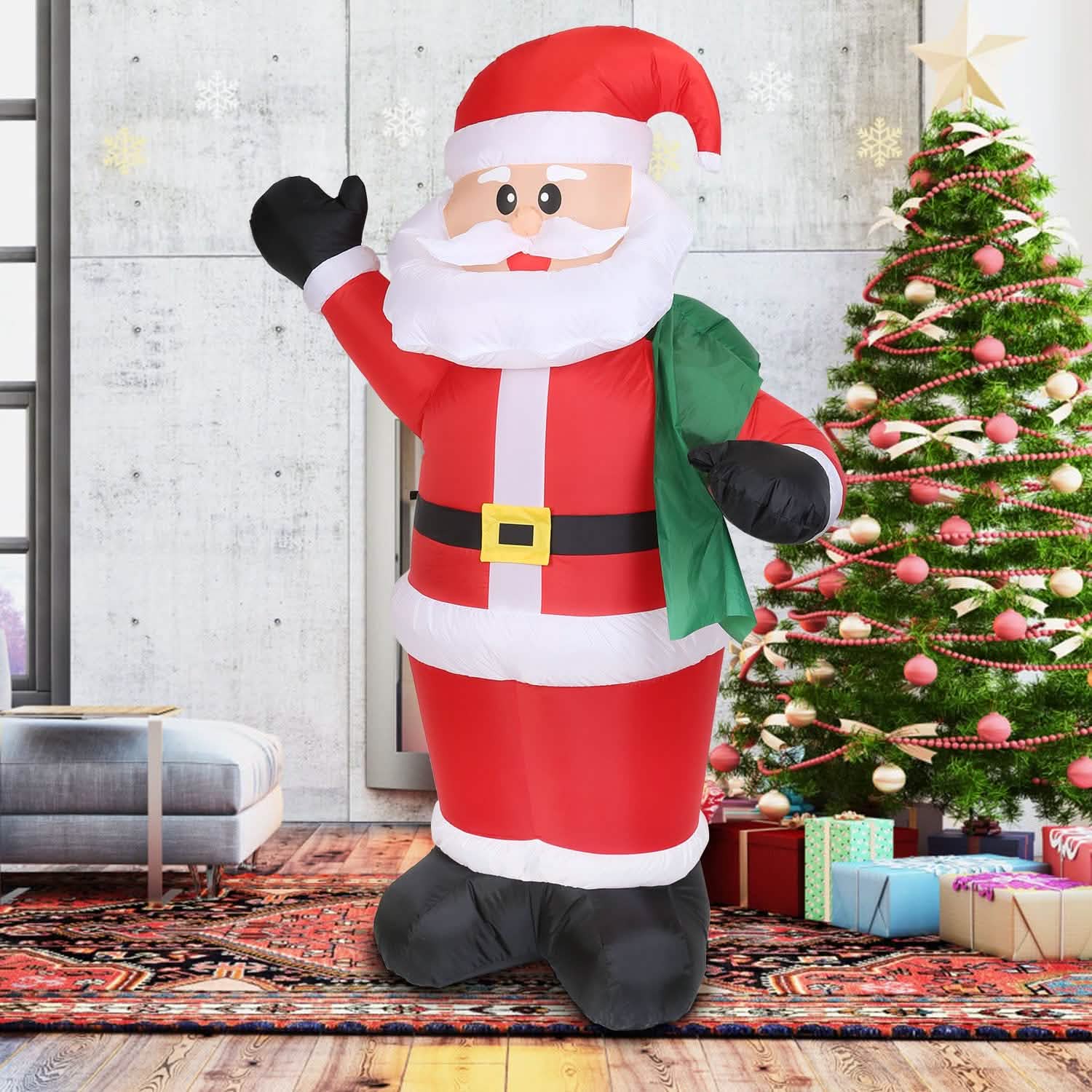 6.4ft Inflatable Christmas Giant Santa Claus Holiday Decor & Apparel - DailySale