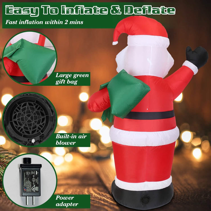 6.4ft Inflatable Christmas Giant Santa Claus Holiday Decor & Apparel - DailySale