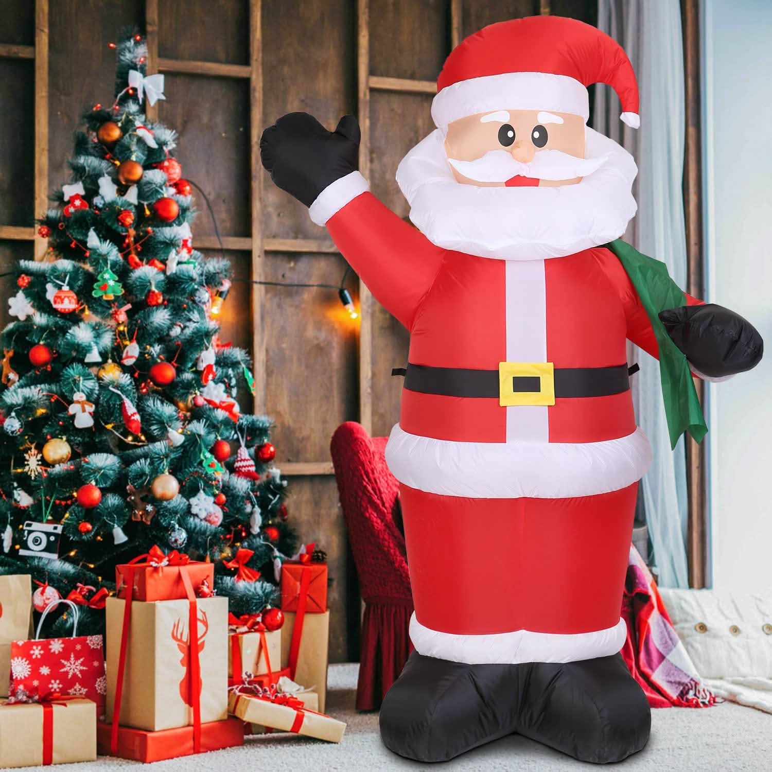 6.4ft Inflatable Christmas Giant Santa Claus Holiday Decor & Apparel - DailySale