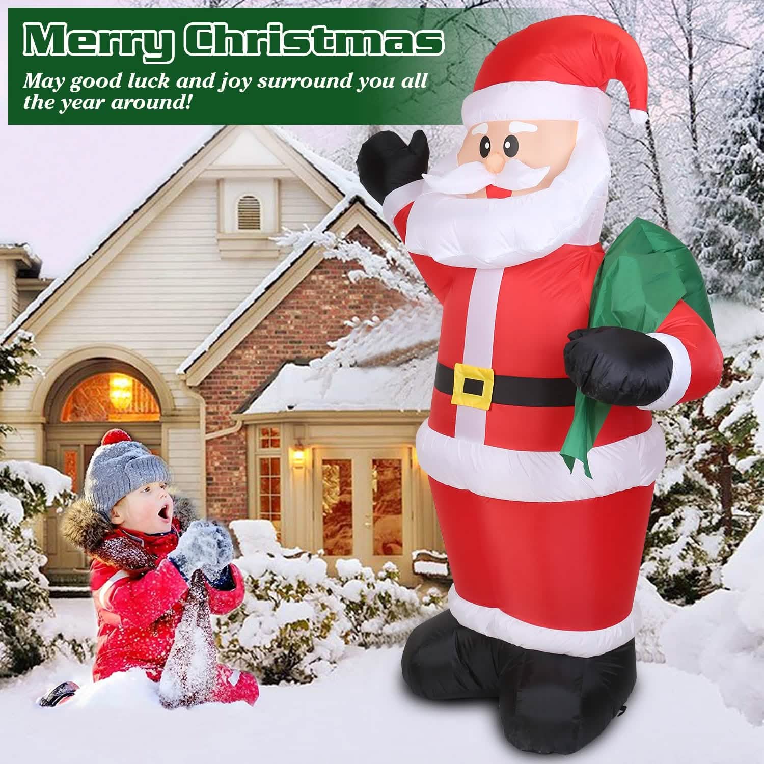 6.4ft Inflatable Christmas Giant Santa Claus Holiday Decor & Apparel - DailySale