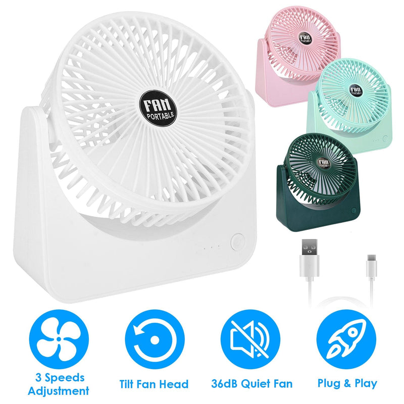 6.5" Desk Fan USB Powered 3 Speeds Household Appliances - DailySale